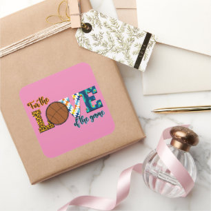 For The Love Of The Game Basketball Mom Leopard Square Sticker