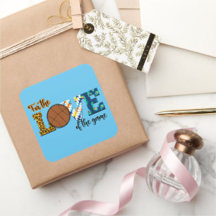 For The Love Of The Game Basketball Mom Leopard Square Sticker