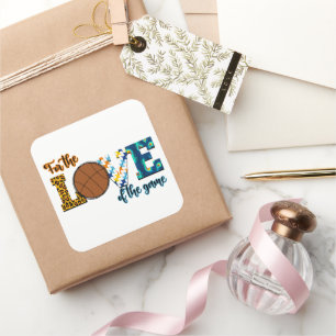 For The Love Of The Game Basketball Mom Leopard Square Sticker
