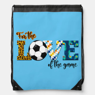 For The Love Of The Game Soccer Mom Leopard Drawstring Bag