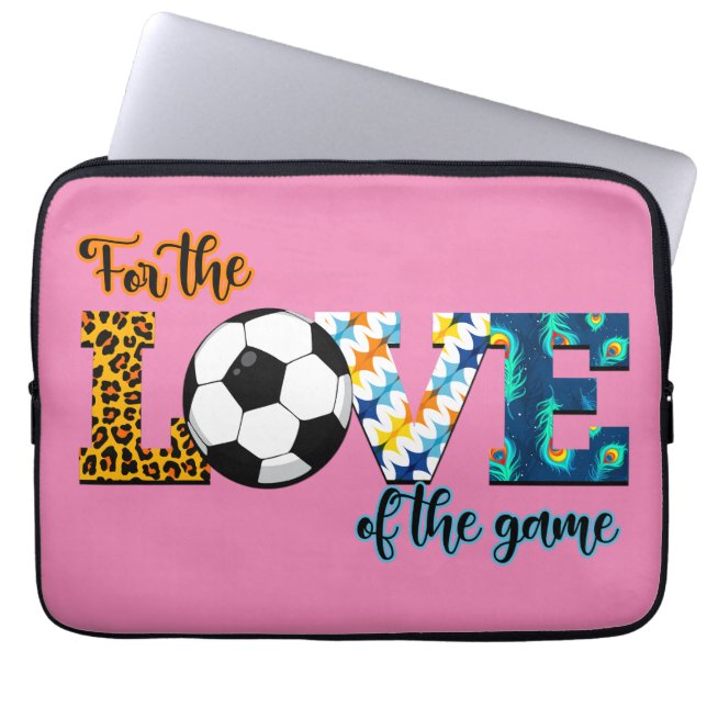 For The Love Of The Game Soccer Mom Leopard Laptop Sleeve (Front)