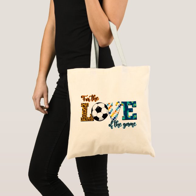 For The Love Of The Game Soccer Mom Leopard Tote Bag (Front (Product))
