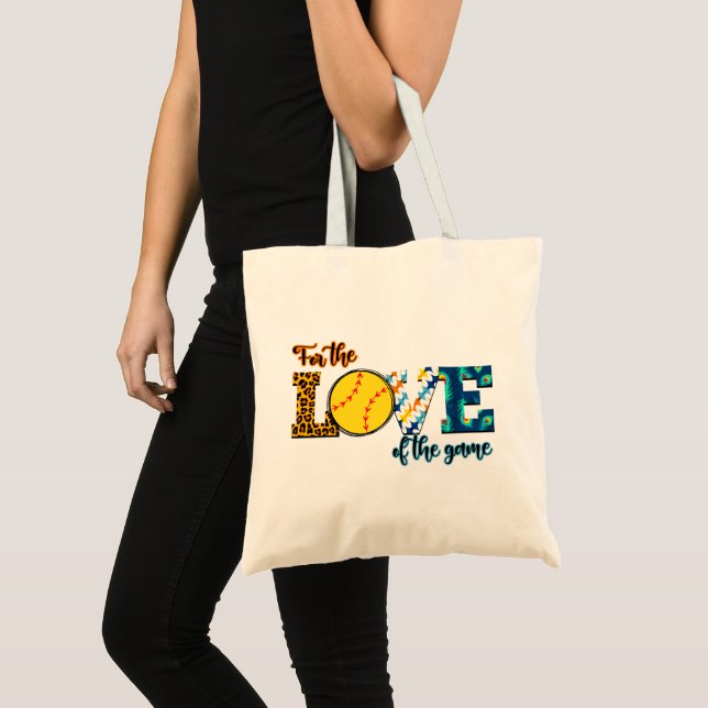 For The Love Of The Game Softball Mom Leopard Tote Bag (Front (Product))