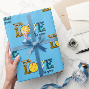 For The Love Of The Game Softball Mom Leopard Wrapping Paper
