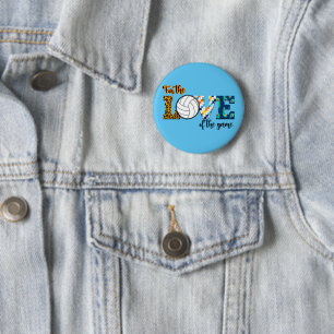 For The Love Of The Game Volleyball Mom Leopard Button