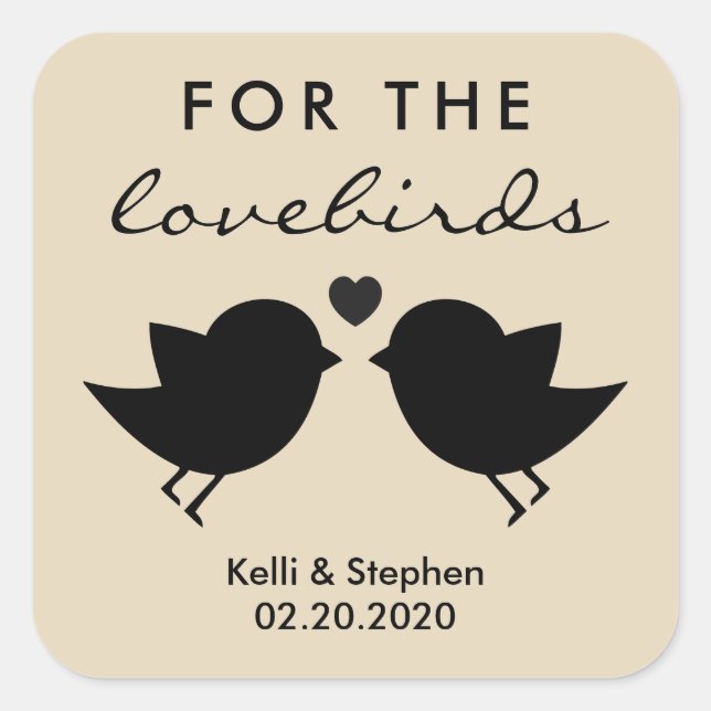 For the Lovebirds, Wedding Bird Seed Stickers (Front)