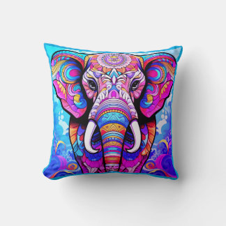 For the Nursery a Colorful Elephant on a Charming Throw Pillow