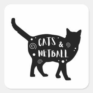 For the person who loves cats AND netball Square Sticker