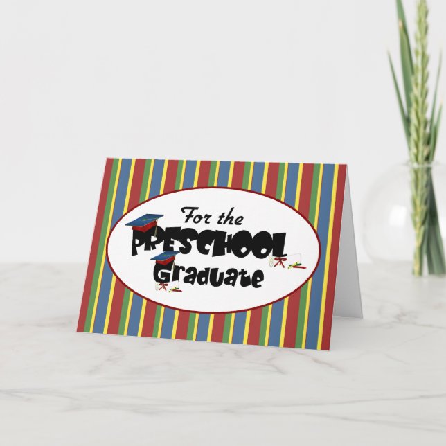 For the Preschool Graduate Cute Congratulations Card (Front)