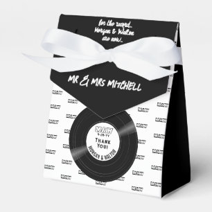 For the Record Elegant Vinyl Record Black & White Favor Boxes