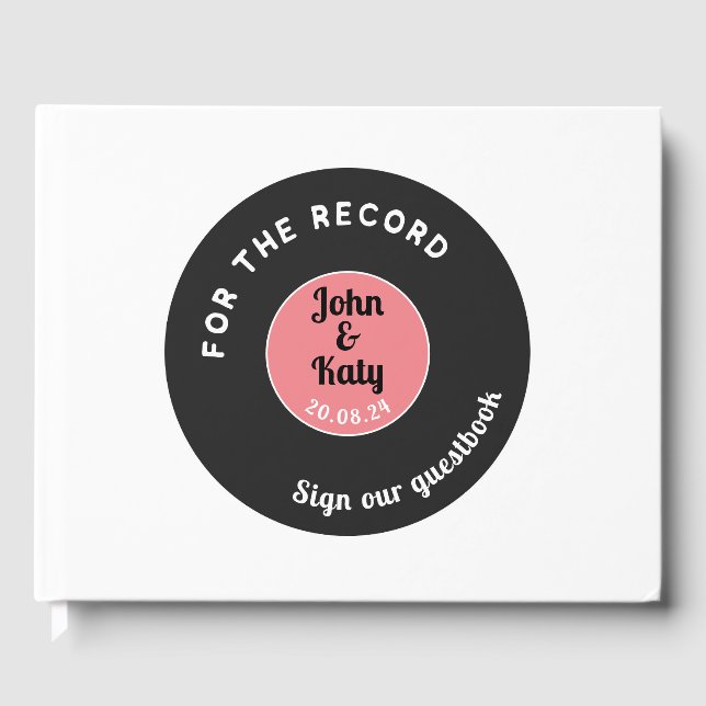 For The Record Music Theme Wedding Guestbook (Front)