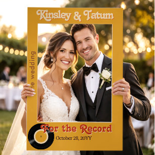 For the Record Retro Vinyl Wedding Groovy Browns Selfie Frame