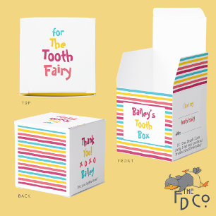 “For the Tooth Fairy” Fun Striped Candy Tooth Box 