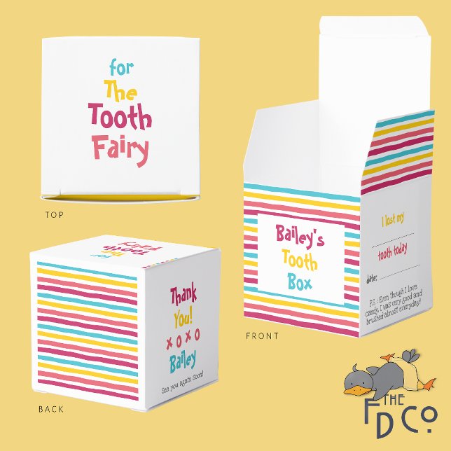 “For the Tooth Fairy” Fun Striped Candy Tooth Box  (Creator Uploaded)
