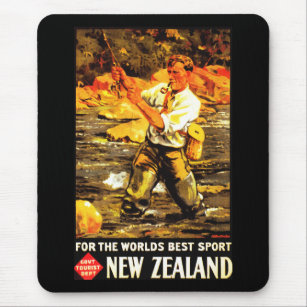 Original Vintage Travel Poster: New Zealand Fly Fishing, The World's Best  Sport