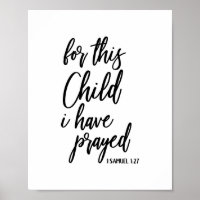 For This Child I Have Prayed Christian Print