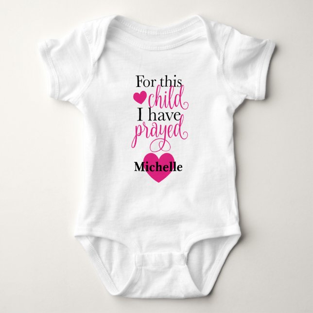 For This Child I Have Prayed Personalized Bodysuit (Front)