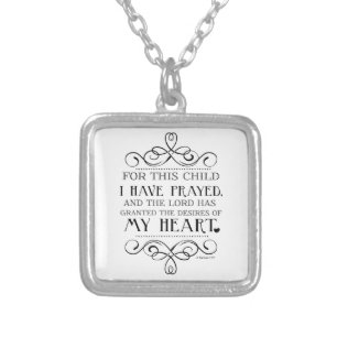 For This Child I Have Prayed Scripture Quote Silver Plated Necklace