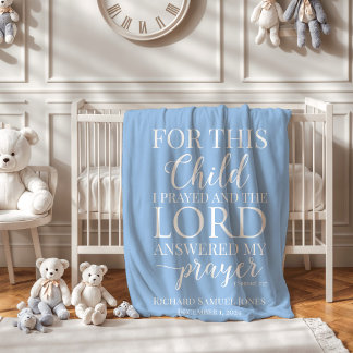 For this child I prayed personalized baby boy Sherpa Blanket