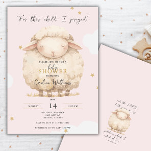 For This Child I Prayed Scripture Pink Lamb Girl Invitation