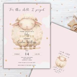 For This Child I Prayed Scripture Pink Lamb Girl Invitation
