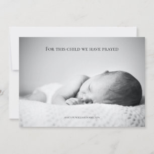 For This Child We Have Prayed Baby Shower Thank You Card