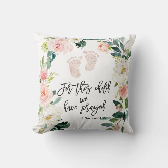 For This Child We Have Prayed Bible Verse Throw Pillow (Front)