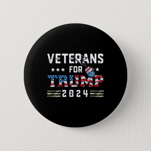 For Trump 2024 Flag American Flag Trump 45 Veteran Button