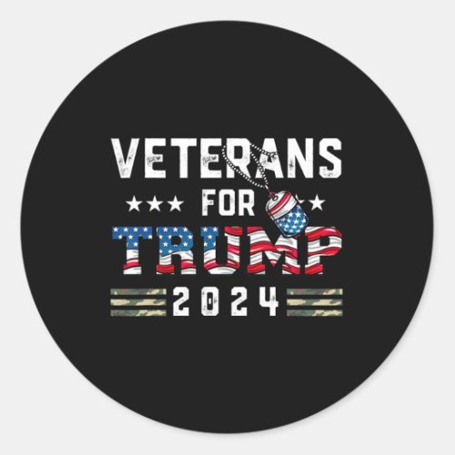 For Trump 2024 Flag American Flag Trump 45 Veteran Classic Round Sticker
