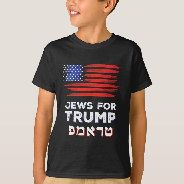 For Trump 2024 Israel Usa Hebrew Election Jewish V T-Shirt (Front)