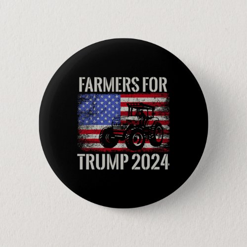 For Trump 2024 Patriotic Farming American Flag Par Button