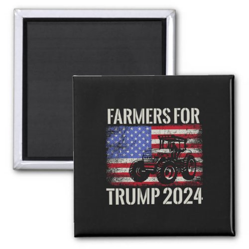 For Trump 2024 Patriotic Farming American Flag Par Magnet
