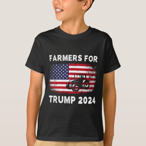 For Trump 2024 Patriotic Farming American Flag  T_Shirt