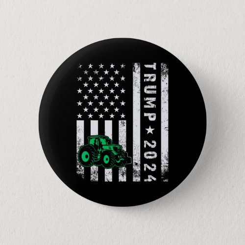 For Trump 2024 Patriotic Farming Usa Flag  Button