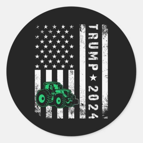 For Trump 2024 Patriotic Farming Usa Flag  Classic Round Sticker