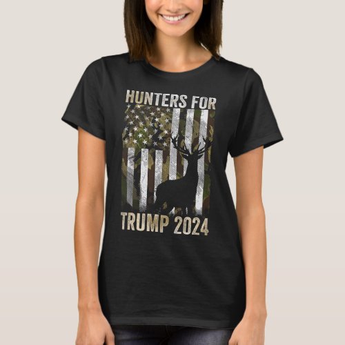 For Trump 2024 President Camouflage Deer Elk Antle T_Shirt