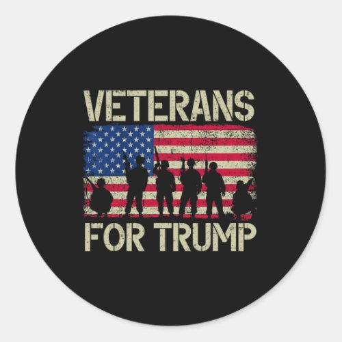 For Trump American Flag Veteran Dad Grandpa  Classic Round Sticker