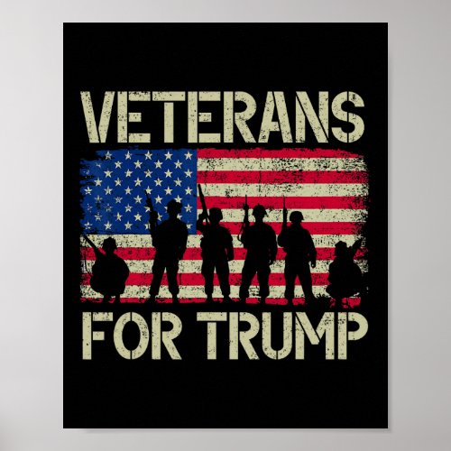 For Trump American Flag Veteran Dad Grandpa  Poster