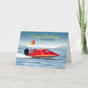 For Uncle 50th Birthday High Performance Boat Card