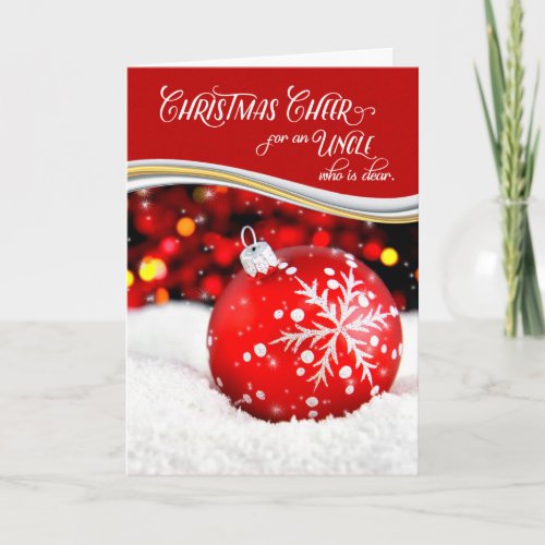 for Uncle Christmas Cheer Red Snowflake Ornament Holiday Card