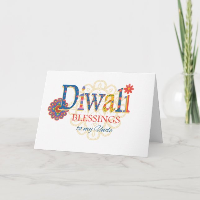 For Uncle Diwali Blessings with Rangolis Card (Front)