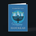 For Uncle Hanukkah Menorah on Dark Blue Card<br><div class="desc">When you want to greet a wonderful uncle this Hanukkah then why not choose this card that has a beautiful Menorah on the middle of the cover of this dark blue card. Surprise him with this one.</div>