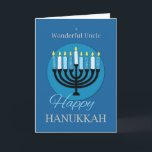 For Uncle Hanukkah Menorah on Dark Blue Card<br><div class="desc">When you want to greet a wonderful uncle this Hanukkah then why not choose this card that has a beautiful Menorah on the middle of the cover of this dark blue card. Surprise him with this one.</div>