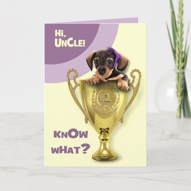 For Uncle on Father's Day. Cute Puppy  Card (Front)