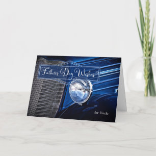 for Uncle on Father's Day in a Classic Car Card