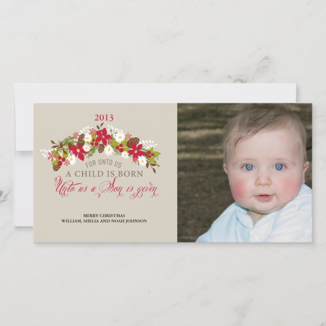 For Unto Us a Child is Born Christmas Holiday Card (Front)