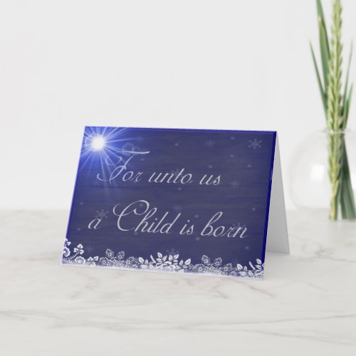 For Unto Us a Child Is Born Christmas Personalized Holiday Card