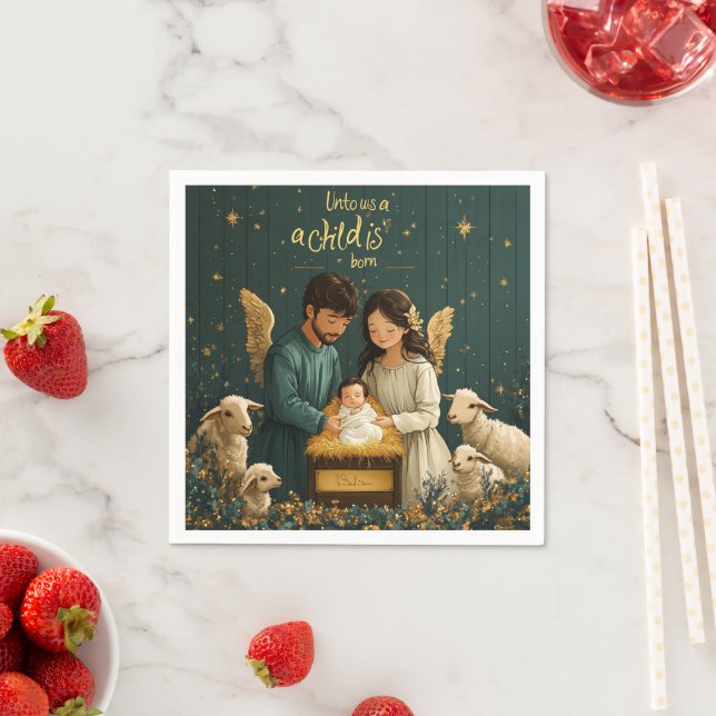 For Unto Us a Child Is Born Nativity Découpage Napkins (Insitu)