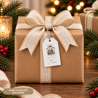 For Unto Us a Child is Born Nativity Scene Gift Tags