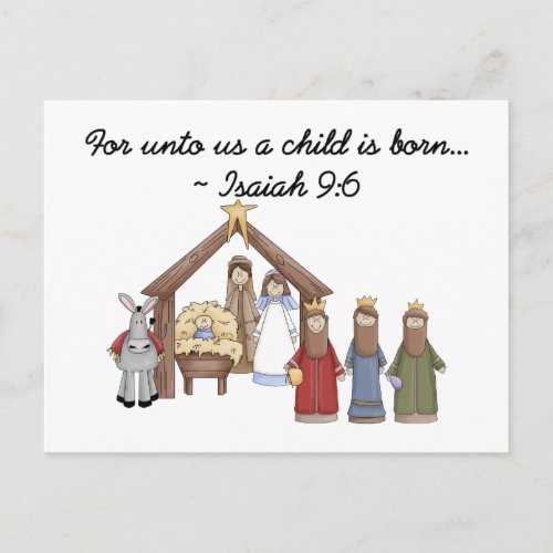 For unto us a child is born postcard